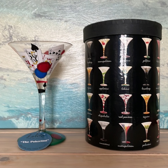 LOLITA Glassware hand painted, Pokertini Martini glass, 10 oz, used 1 x - Picture 2 of 4